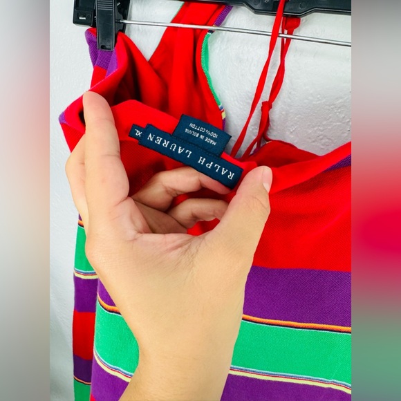 Ralph Lauren Blue Label Y2K Multicolor Stripe Halter Style Dress - Picture 5 of 7